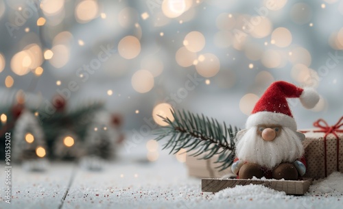Christmas Gnome Sledding in Winter Wonderland