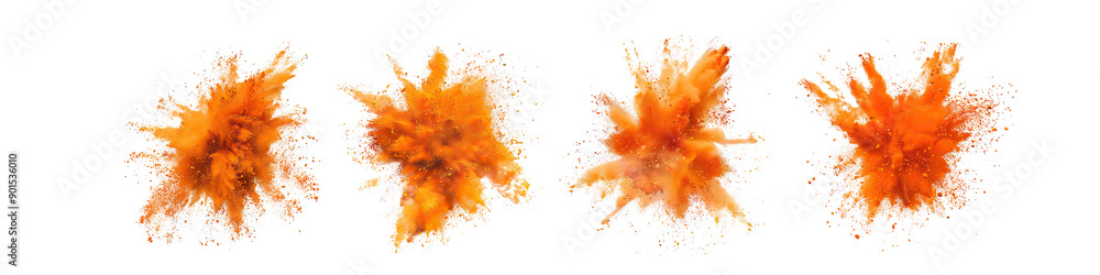 Powder exploding, orange powder, splattered creativity hyper realistic highly detailed isolated on transparent background Powder exploding, orange powder, splattered creativity hyper realistic highly detailed isolated on transparent background