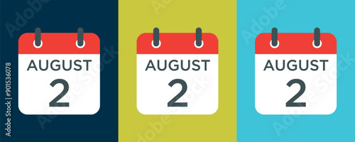 calendar - August 2 icon illustration isolated vector sign symbol