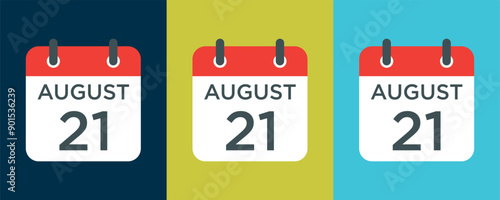 calendar - August 21 icon illustration isolated vector sign symbol