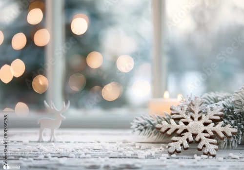 White Reindeer and Snowflake Ornament With Gift