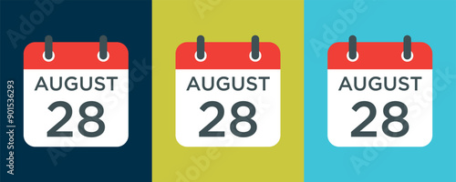 calendar - August 28 icon illustration isolated vector sign symbol