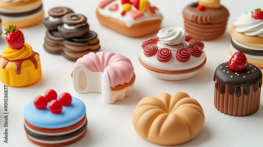 Various of sweets and desserts set and collection. chocolate cake, cupcakes, red velvet cake, apple pie, macarons, pretzel, donut, pastries, muffin, cookies, croissant. Bakery sweets isolated on white Various of sweets and desserts set and collection. chocolate cake, cupcakes, red velvet cake, apple pie, macarons, pretzel, donut, pastries, muffin, cookies, croissant. Bakery sweets isolated on white