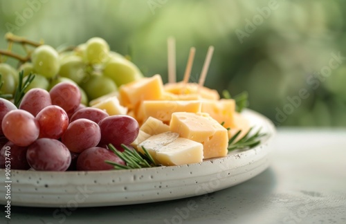 Red and Green Grapes on a Plate
