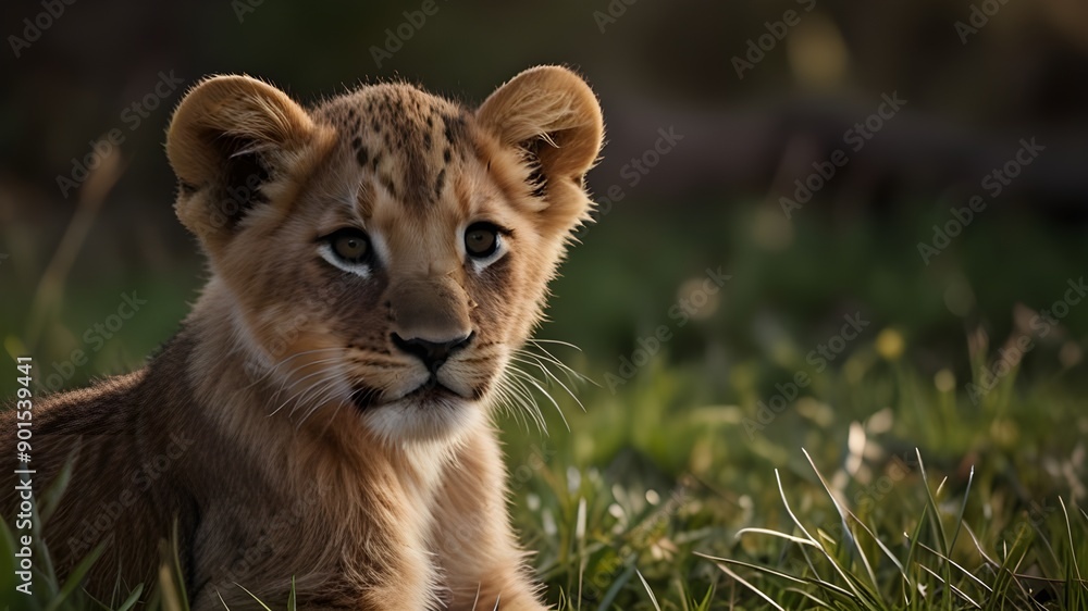 lion cub in the grass Generative Ai lion cub in the grass Generative Ai