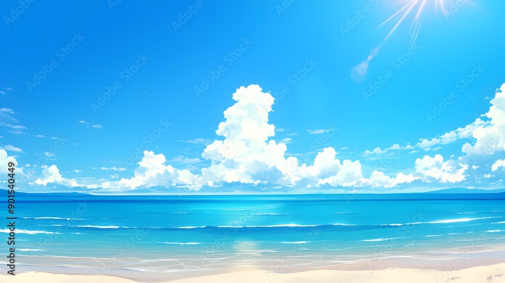 Summer Beach Japanese Anime Style Poster Wallpaper Summer Beach Japanese Anime Style Poster Wallpaper
