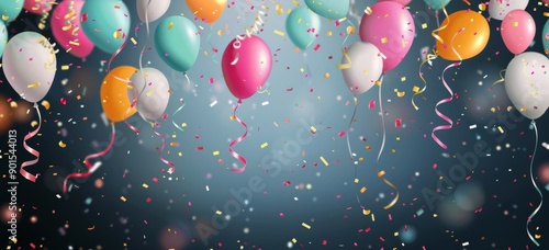 Colorful Balloons and Confetti