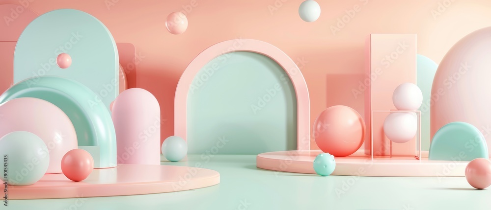 3D graphic of a business workshop in pastel coral and light green tones focus on, skill development, whimsical, fusion, training room backdrop 3D graphic of a business workshop in pastel coral and light green tones focus on, skill development, whimsical, fusion, training room backdrop