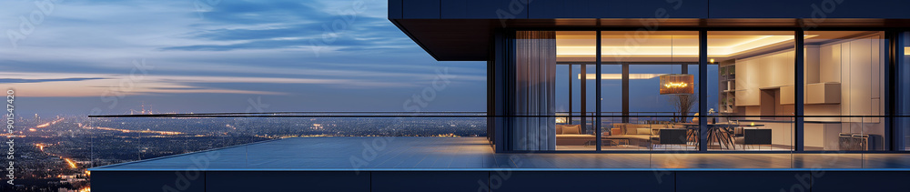 View apartment luxury balcony modern terrace 3D house city residential. Condominium luxury view apartment real window project penthouse complex new exterior hotel design architecture home family high