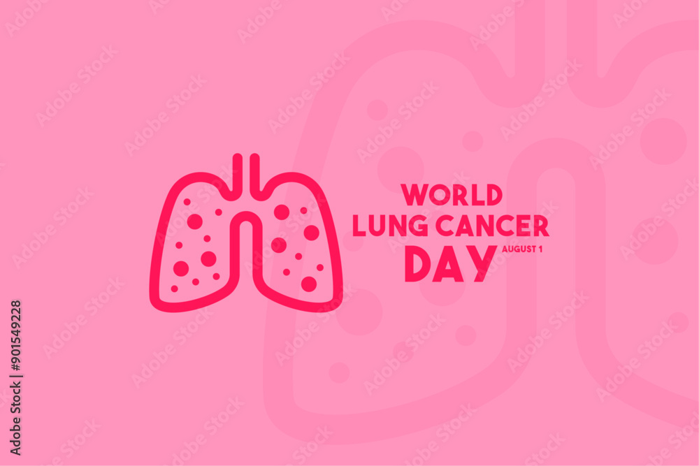 World Lung Cancer Day. August 1. Pink background. Lungs icon. World Lung Cancer Day. August 1. Pink background. Lungs icon.