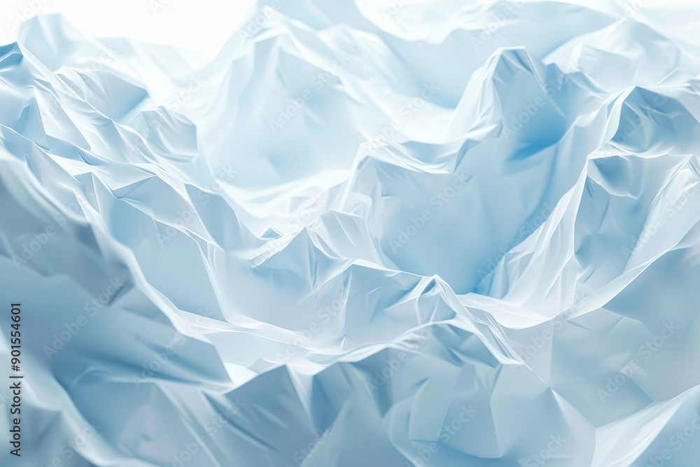 Obraz premium Abstract low-poly mountain range in cool blue tones. This digital artwork depicts a serene, geometric landscape with sharp peaks and valleys.