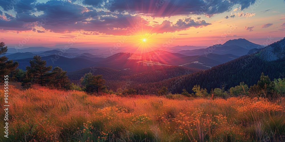 Fototapeta premium Mountain Sunset Landscape