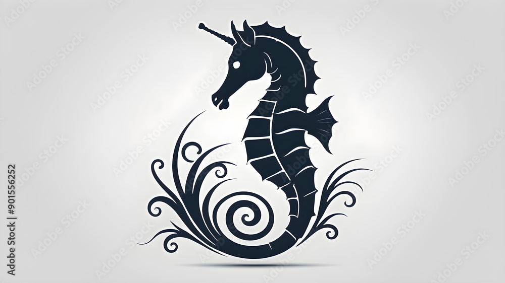 Sea horse logo design on white background. Generative AI