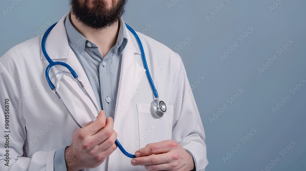 Photo of doctor guy use stethoscope check up isolated Photo of doctor guy use stethoscope check up isolated