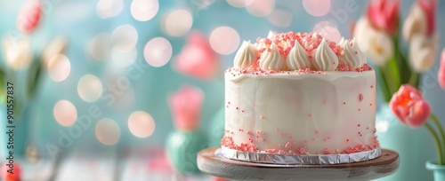 Easter Cake With Sprinkles and Candy Eggs