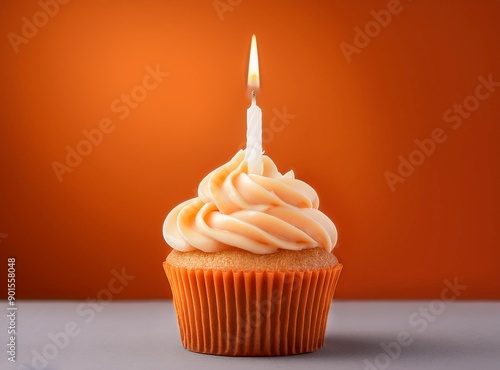 Cupcake with candle isolated