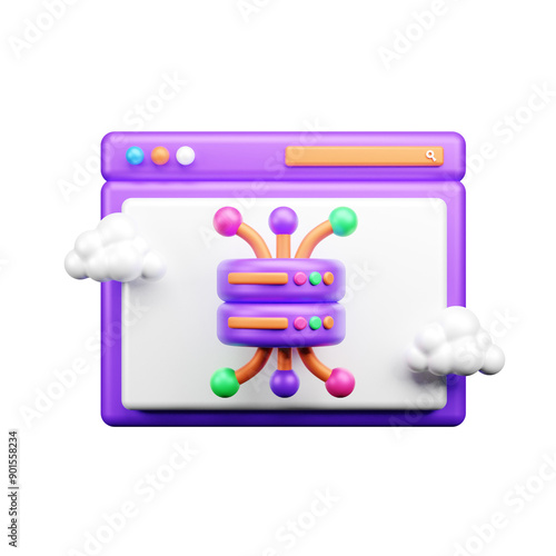 Data and cloud server 3d ui icon