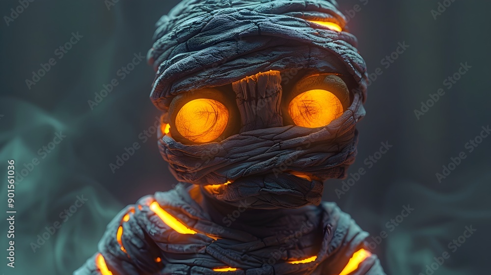 Character with a zombie-like appearance, with glowing eyes. Character with a zombie-like appearance, with glowing eyes.