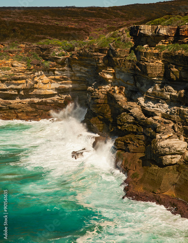 Royal national Park, New South Wales, Australia, showing water falling to the sea