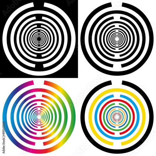 Ensemble de 4 Icônes Antenne de Lakhovsky Oscillateur à Longueur d'Ondes Multiples, Emetteur d'Ondes Scalaires, Harmonisation, Radionique, Vecteur, Couleurs
