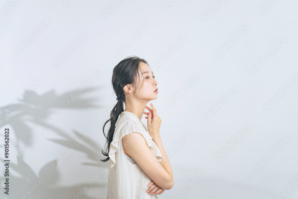 Beauty concept of middle-aged Asian woman with natural make-up. Skin care. Cosmetics. Healthy lifestyle. Beauty concept of middle-aged Asian woman with natural make-up. Skin care. Cosmetics. Healthy lifestyle.