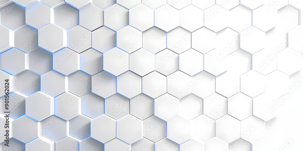 Naklejka premium Abstract embossed hexagon, honeycomb white background. light and shadow. Vector. White presentation background