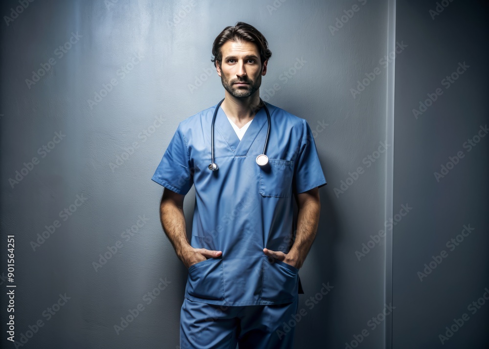 Portrait of male healthcare worker with hands in pockets Portrait of male healthcare worker with hands in pockets