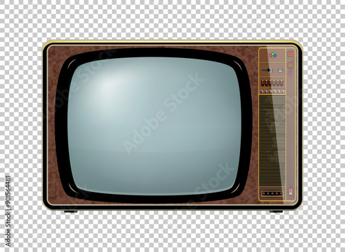 Vector retro television mock up isolate on transparent grid