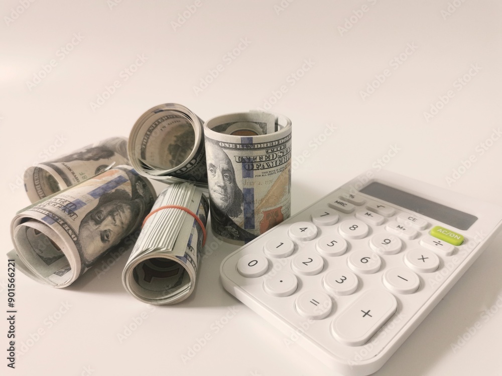 Fototapeta premium close up fiat money 100usd banknotes,Pile of United States of America 100 dollar bills,Finance, banking,cash, savings,fiat money concept,100 dollar bill currency,Group of money stack of 100 US dollar