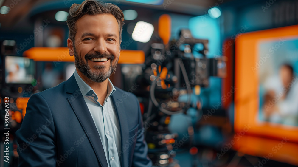 A high-quality photo captures a confident and focused presenter ready to broadcast in a bright studio, with cheerful morning news and clear graphics.
A high-quality photo captures a confident and focused presenter ready to broadcast in a bright studio, with cheerful morning news and clear graphics.