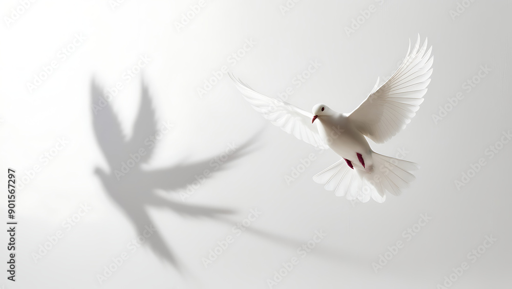 Fototapeta premium white dove flying on isolated white background