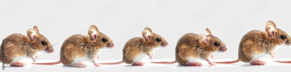 Mice Collection. Set of Mouse Pets on White and Brown Background Mice Collection. Set of Mouse Pets on White and Brown Background