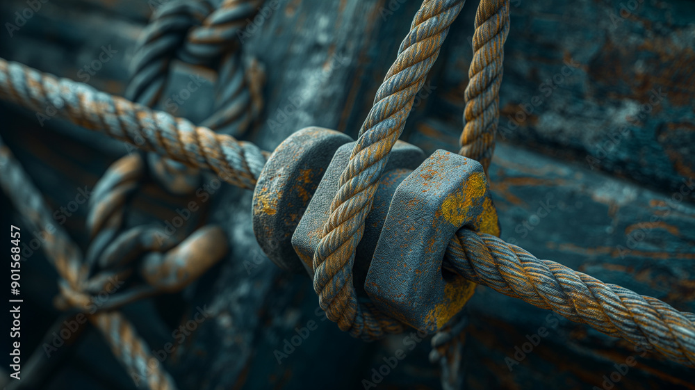 Close Up of a Rusty Metal Cable and Rope Close Up of a Rusty Metal Cable and Rope