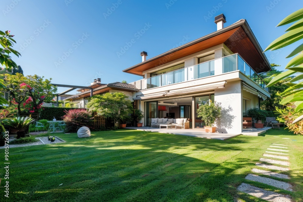 Luxury Modern Villa with Garden: Private House View Luxury Modern Villa with Garden: Private House View
