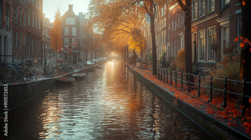 Autumn Serenity in Amsterdam Canal