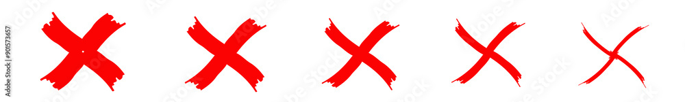 Obraz premium cross red icon vector isolated on white background. x text for symbol or mark decoration element on application or web illusttration no or cancel choice button on examination. zigzag effect