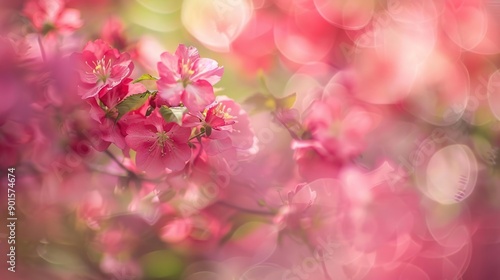 Pink Blossoms in Soft Focus: A Springtime Delight © Vikarest