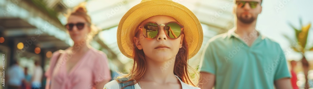 A confident child wearing sunglasses and a yellow hat, enjoying a sunny day outdoors with friends in a vibrant atmosphere. A confident child wearing sunglasses and a yellow hat, enjoying a sunny day outdoors with friends in a vibrant atmosphere.