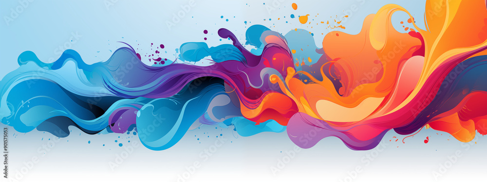 Fototapeta premium Dynamic Color Splash With Blue And Orange Fluid Patterns And Gradient Background