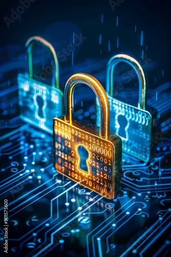 Wallpaper Mural Defending Data: Cyber Security Technology Shielding Digital Assets from Hackers Torontodigital.ca