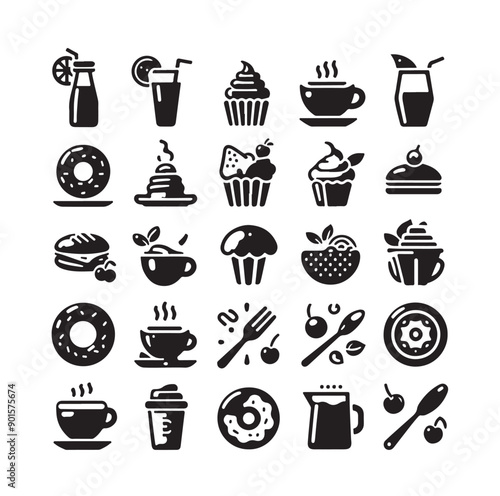 restaurant icon, food and drink, Set of cafe icons, vector illustration icon design 

