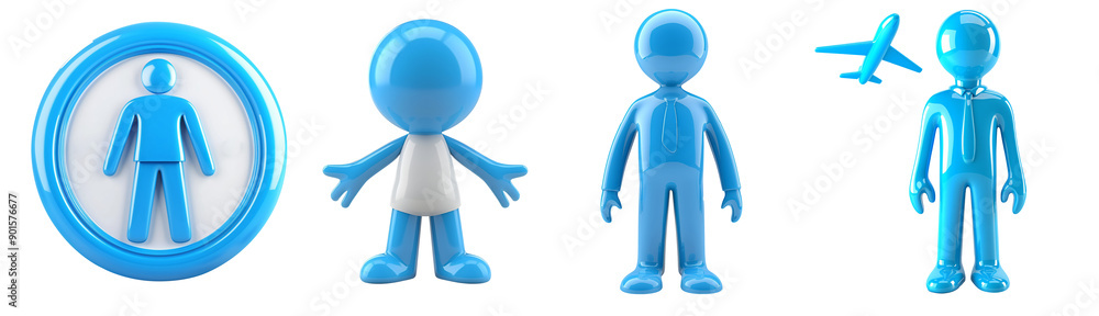 3D icon - human with Airplane Mode icon, on isolated transparent background 3D icon - human with Airplane Mode icon, on isolated transparent background