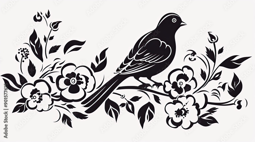 Fototapeta premium a bird and flowers
