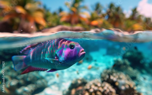 Colorful Fish Under Tropical Water