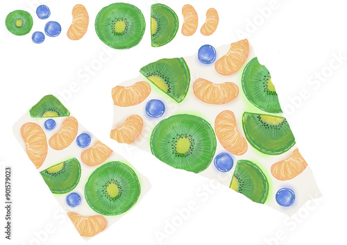 キウイとみかんとブルーベリーのヨーグルトバーク