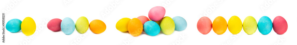 Easter eggs isolated on a white background. Handmade colorful Easter eggs. Easter celebration concept. Easter eggs isolated on a white background. Handmade colorful Easter eggs. Easter celebration concept.