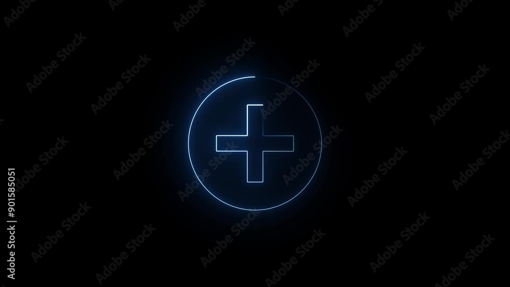Neon Light Add Mark. Plus Marks Animation.glowing neon sign plus animation. Neon Light Add Mark. Plus Marks Animation.glowing neon sign plus animation.