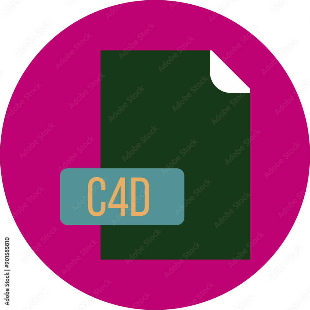 C4D File format icon rounded circle BG