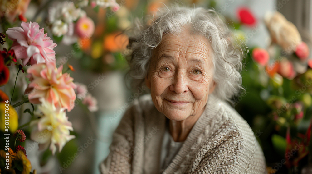 Senior lady with a kind smile in a flower-filled setting, embodying wisdom and warmth.
Senior lady with a kind smile in a flower-filled setting, embodying wisdom and warmth.