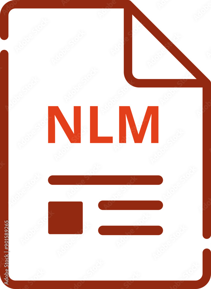NLM File icon minimal outline with symbols NLM File icon minimal outline with symbols